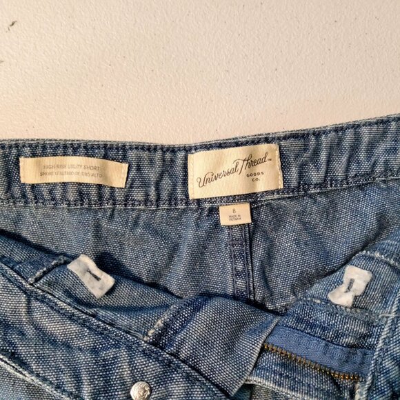 Universal Thread Womens High-Rise Utility Shorts S 8 Denim BlueTwo front pockets - Picture 2 of 13
